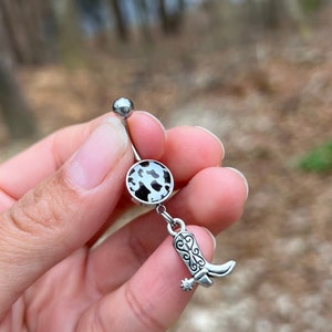 Cow belly button ring on sale