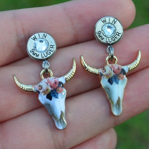 Bull Skull Bullet Earrings *New Designs & Many Calibers*