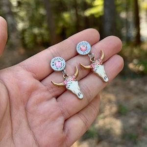 Bull Skull Bullet Earrings *Many Designs & Calibers*