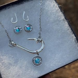 Bullet Fish Hook Necklace, Fish Hook Earrings, Bullet Earrings || 3-Piece SET ||