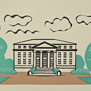 ALFRED LATOUR Gravure sur bois - Château Margaux, Bordeaux, France - Illustration pour le catalogue des vins Nicolas de 1934 imprimé par Draeger, Imp.