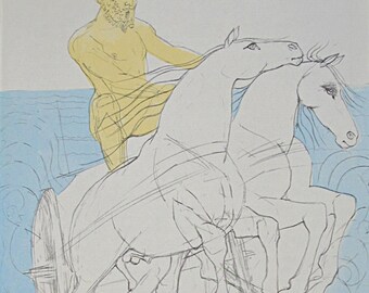 ELISABETH FRINK Lithographic Book Illustration for 'ILIAD' 1975 - The Curwen Press - 'The Sea Itself Made Way for Zeus'