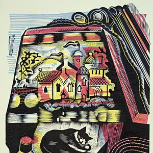 JOHN O'CONNOR Wood Engraving / Linocut Book Illustration from 1950 1st Edition of Canals, Barges and People, Shenval Press
