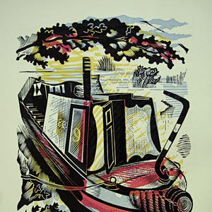 JOHN O'CONNOR Wood Engraving / Linocut Book Illustration from 1950 1st Edition of Canals, Barges and People, Shenval Press