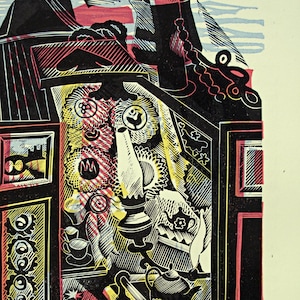 JOHN O'CONNOR Wood Engraving / Linocut Book Illustration from 1950 1st Edition of Canals, Barges and People, Shenval Press