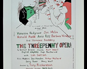 DAVID HOCKNEY 1987 Poster Print - Print of Exhibition Poster for 1972 The Threepenny Opera' at the Prince of Wales Theatre, London