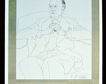 DAVID HOCKNEY 1987 Poster Print - Print of Exhibition Poster for 1979 ‘Travels With Pen, Pencil, Ink' Exhibition in San Francisco