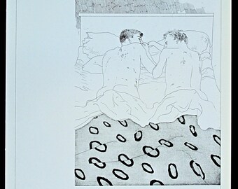 DAVID HOCKNEY 1987 Poster Print - Print of Exhibition Poster for 1968 ‘David Hockney Complete Prints' Exhibition at Galerie Mikro, Berlin
