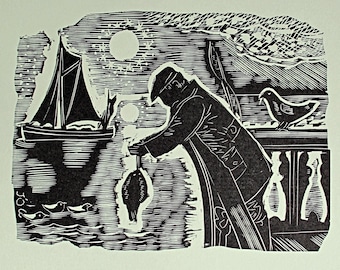 JOHN O'CONNOR Wood Engraving from 1999 Limited Edition of People & Places, The Whittington Press