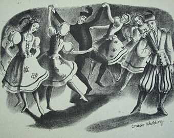 SHEILA JACKSON Lithographic Book Illustration 'Cracow Wedding' for 'Ballet in England' 1945 - Curwen Press