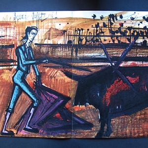 BERNARD BUFFET Impresión "Estocade" - Ilustración para el Catálogo de vinos Nicolas de 1963 impreso por Draeger, Imp.