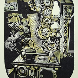JOHN O'CONNOR Wood Engraving / Linocut Book Illustration from 1950 1st Edition of Canals, Barges and People, Shenval Press