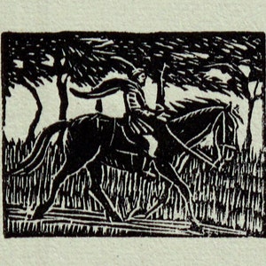 GWEN RAVERAT 1959 Wood Engraving &#39;Young Lochinvar&#39; Printed From the Original Hardwood Block