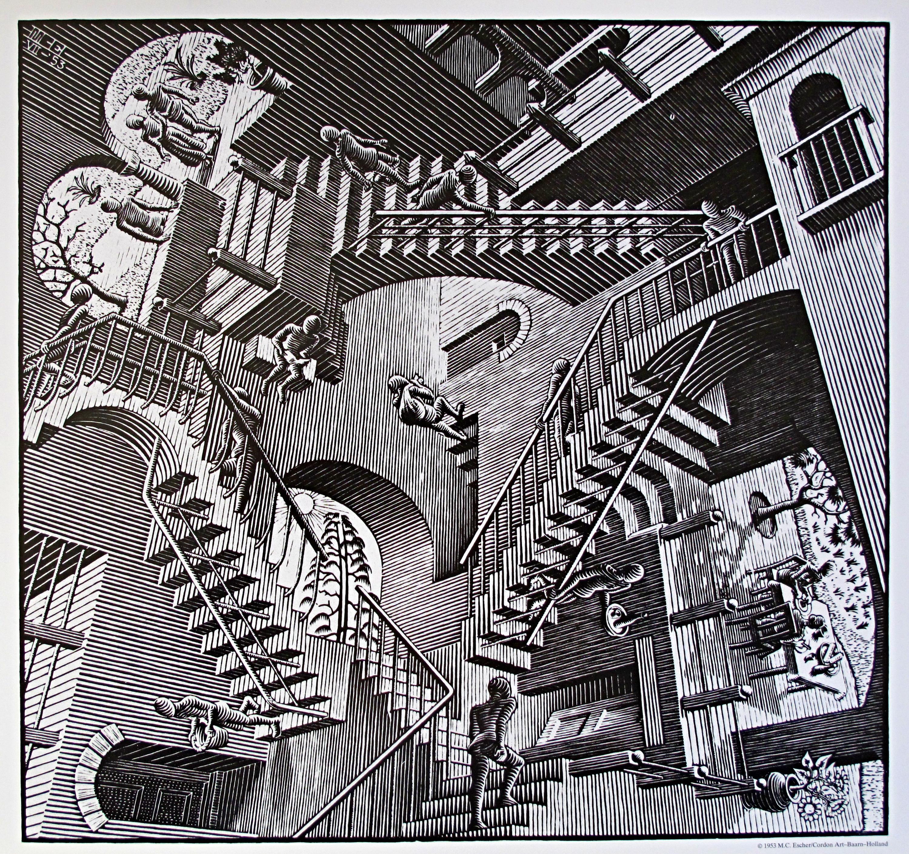 m-c-escher-relativity-print-1953-dutch-art-impossible