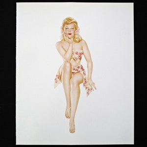 Alberto Vargas Pin-Up  Illustration Book Plate - Vintage Book Print - May 1944 Esquire Gatefold Pin Up Girl