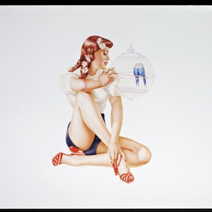 Alberto Vargas Pin-Up  Illustration Book Plate - Vintage Book Print - April 1942b Calendar Girl