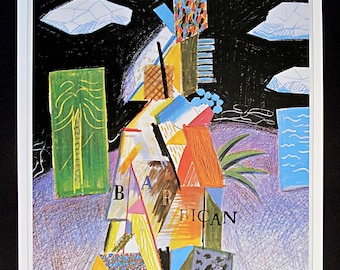 DAVID HOCKNEY 1987 Print of Exhibition Poster for 'Barbican Centre For The Arts' 1982