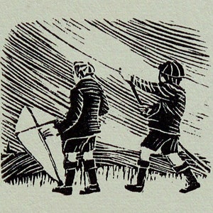 GWEN RAVERAT 1959 Wood Engraving &#39;The Wind in a Frolic&#39; Printed From the Original Hardwood Block