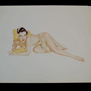 Alberto Vargas Pin-Up  Illustration Book Plate - Vintage Book Print - June 1943 Calendar Girl