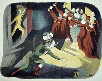SHEILA JACKSON Lithographic Book Illustration 'Hamlet' for 'Ballet in England' 1945 - Curwen Press