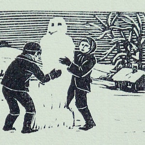 GWEN RAVERAT 1959 Wood Engraving &#39;Winter Has Come&#39; Printed From the Original Hardwood Block