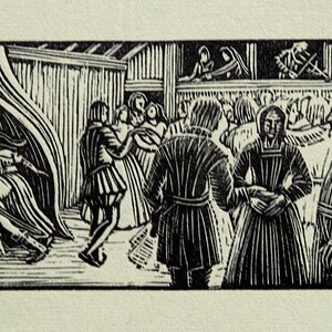 GWEN RAVERAT 1959 Wood Engraving &#39;The Lady of Shalott&#39; Printed From the Original Hardwood Block