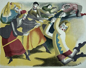 SHEILA JACKSON Lithographic Book Illustration 'Peter and the Wolf' for 'Ballet in England' 1945 - Curwen Press