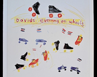 DAVID HOCKNEY 1987 Print of Exhibition Poster for 1980 'Davids Evening on Wheels', New York University