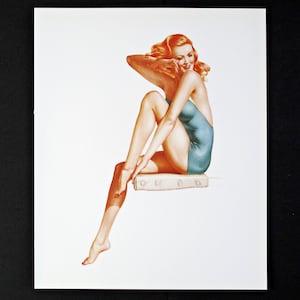 ALBERTO VARGAS Pin-Up  Illustration Book Plate - Vintage Book Print - August 1942 Calendar Girl