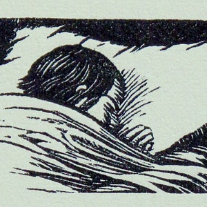 GWEN RAVERAT 1959 Wood Engraving &#39;Goodnight&#39; Printed From the Original Hardwood Block