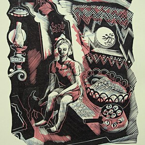 JOHN O'CONNOR Wood Engraving / Linocut Book Illustration from 1950 1st Edition of Canals, Barges and People, Shenval Press