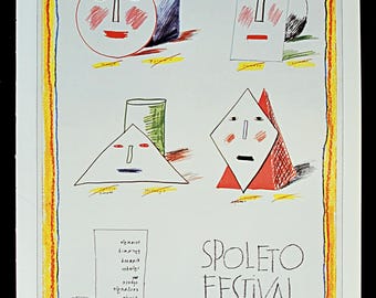 DAVID HOCKNEY 1987 Poster Print - Print of Exhibition Poster for the 1976 Spoleto Festival Italy