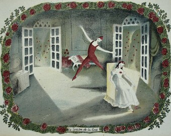 SHEILA JACKSON Lithographic Book Illustration 'Le Spectre De La Rose' for 'Ballet in England' 1945 - Curwen Press