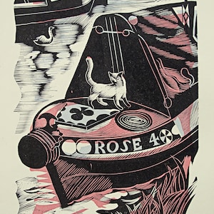 JOHN O'CONNOR Wood Engraving / Linocut Book Illustration from 1950 1st Edition of Canals, Barges and People, Shenval Press