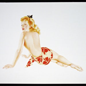 Alberto Vargas Pin-Up  Illustration Book Plate - Vintage Book Print - April 1944 Military Edition Publication Pin Up Girl