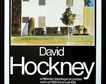 DAVID HOCKNEY 1987 Poster Print - Print of Exhibition Poster for 1975 'Paintings, Drawings and Prints'' Exhibition at Nijmeegs Museum