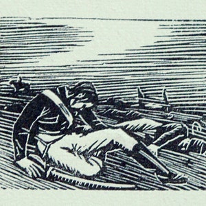 GWEN RAVERAT 1959 Wood Engraving &#39;The Eve of Waterloo&#39; Printed From the Original Hardwood Block