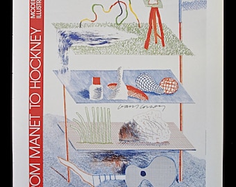 DAVID HOCKNEY 1987 Poster Print - Print of Exhibition Poster for 1985 'From Manet to Hockney', Exhibition Victoria and Albert Museum, London