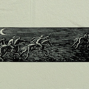 GWEN RAVERAT 1959 Wood Engraving &#39;Young Lochinvar&#39; Printed From the Original Hardwood Block