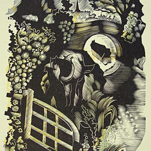 JOHN O'CONNOR Wood Engraving / Linocut Book Illustration from 1950 1st Edition of Canals, Barges and People, Shenval Press