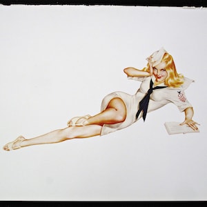 Alberto Vargas Pin-Up  Illustration Book Plate - Vintage Book Print - April 1943 Esquire Gatefold Pin Up Girl