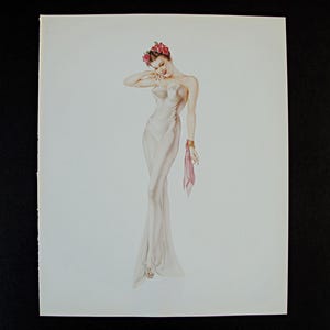 Alberto Vargas Pin-Up  Illustration Book Plate - Vintage Book Print - November 1941 Esquire Gatefold Pin Up Girl