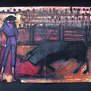 BERNARD BUFFET Impresión "Veronique" - Ilustración para el Catálogo de vinos Nicolas de 1963 impreso por Draeger, Imp.