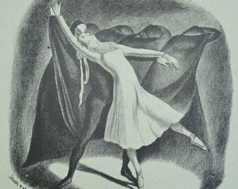 SHEILA JACKSON Lithographic Book Illustration 'Death and the Maiden' for 'Ballet in England' 1945 - Curwen Press