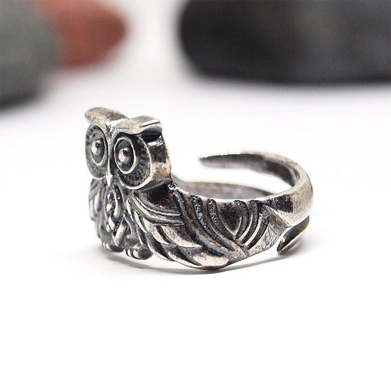 Size 5,25-7 US Silver owl ring Made to Order
