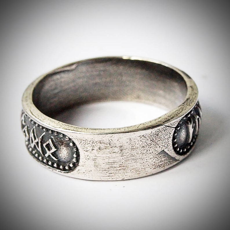 Silver Elder Futhark rune ring Made to Order