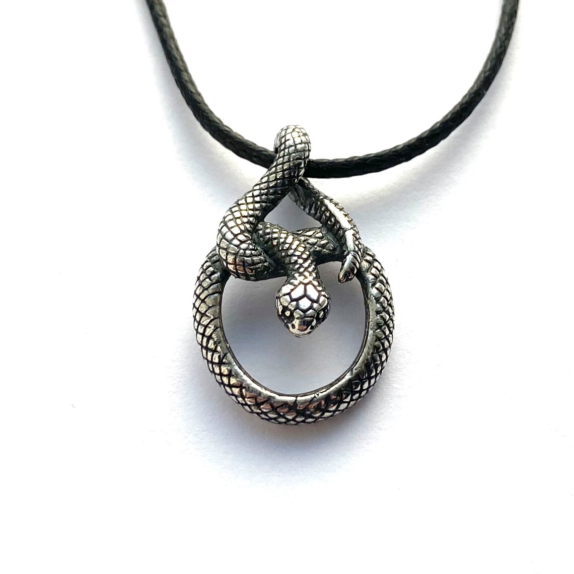 Snake pendant Coiled Serpent necklace Reptile jewelry Etsy