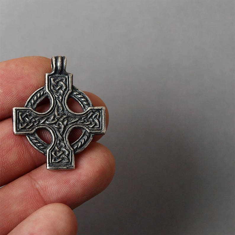 Celtic cross necklace Silver plated brass Viking nordic Etsy