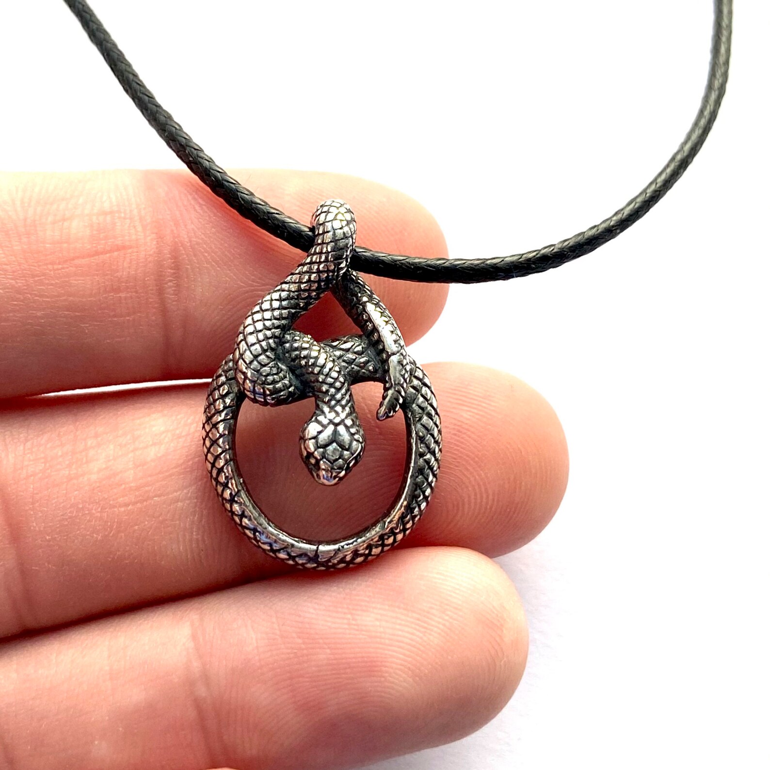 Snake pendant Coiled Serpent necklace Reptile jewelry Etsy