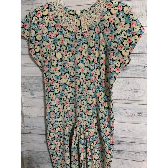 Vintage floral school pleated dress